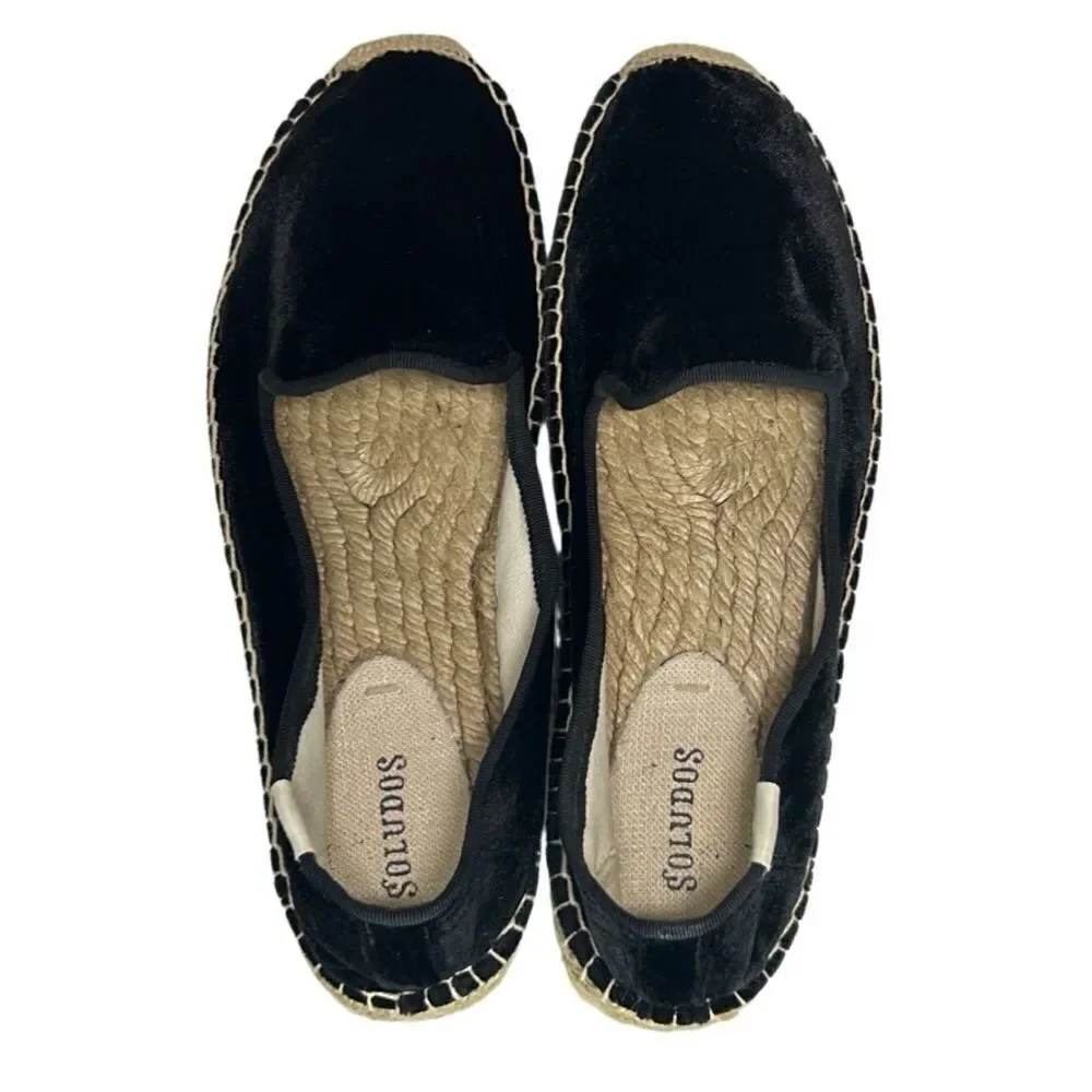 Soludos - Women’s Espadrilles, ‘The Smoking Slipper’ Velvet, Flat - Black Size 8 - Picture 3 of 16
